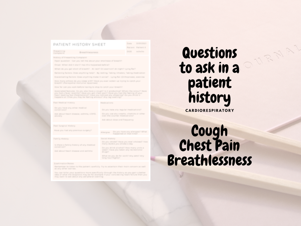 Patient History Differential Diagnosis Cheat sheet PLUS History taking